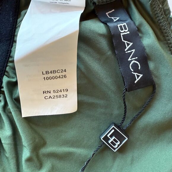 NWT La Blanca Women's Salt Eyelet One-Piece Swimsuit in Olive Green Size 12 - Picture 8 of 12